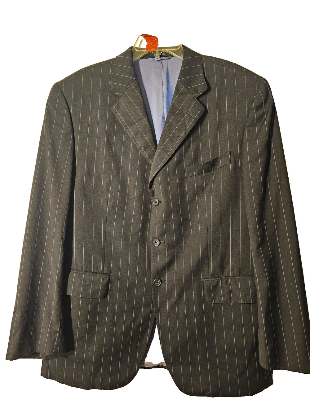 Sean John Blazer Mens Large 43R Wool Navy Blue Pinstripe Suit Jacket Sport Coat